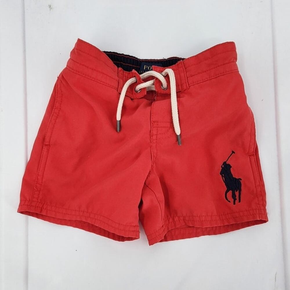 Toddler Boys Polo Ralph Lauren Swim Big Pony Swimwear Shorts Red Size 2T
